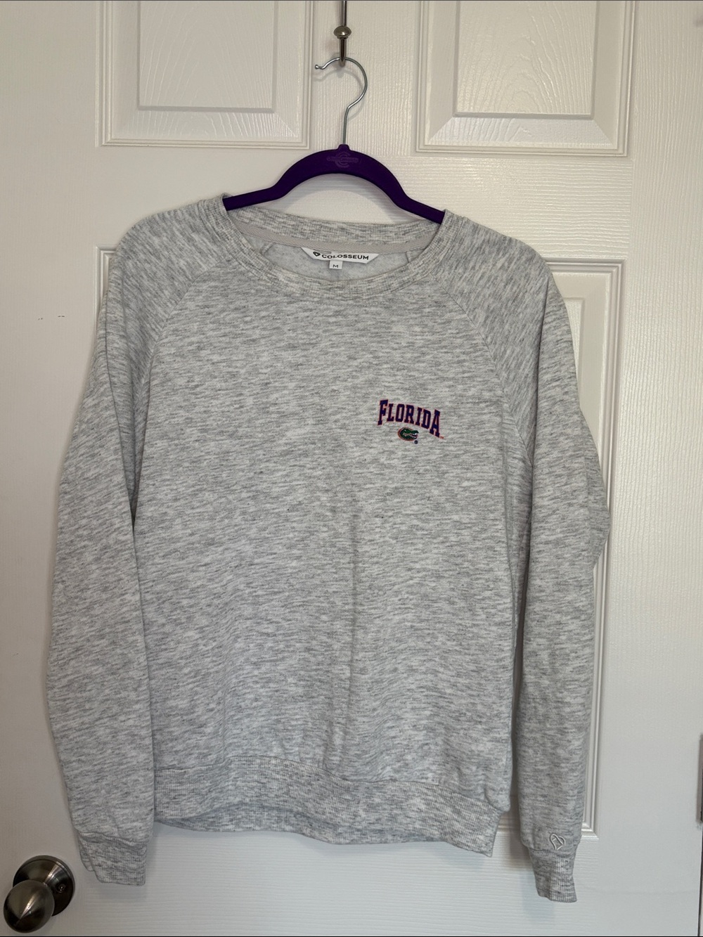 Colosseum Light Gray UF -Florida Embroidered Crewneck Sweatshirt